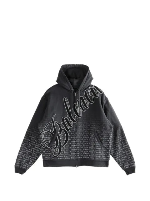 Balenciaga logo-detail zip-fastening hoodie