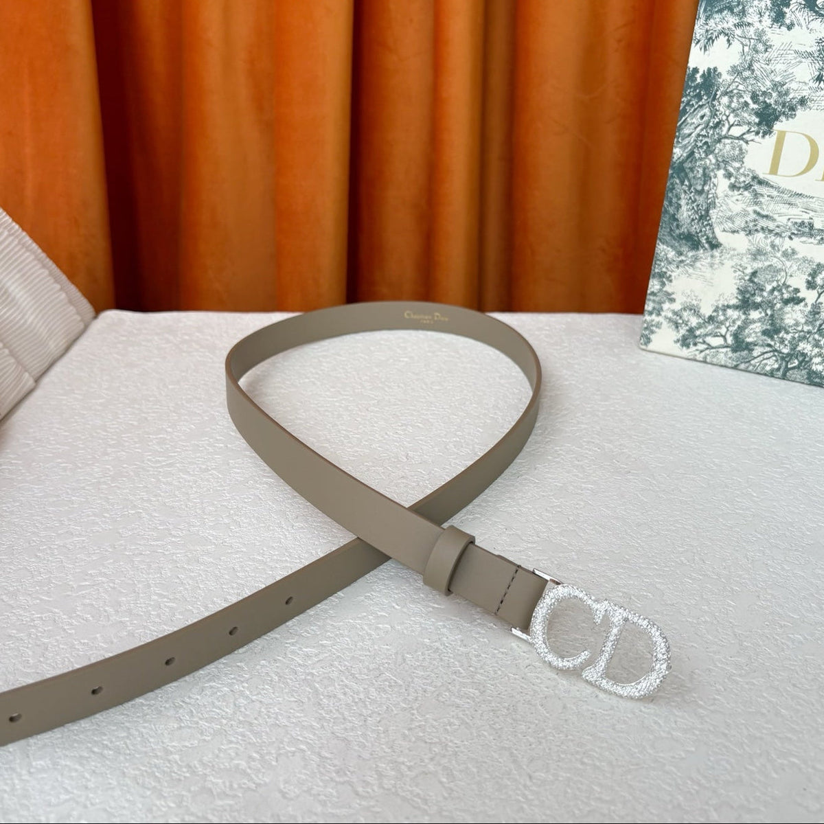 DIOR 25S BELT 20 MM IN BEIGE-GREY CALFSKIN 595247