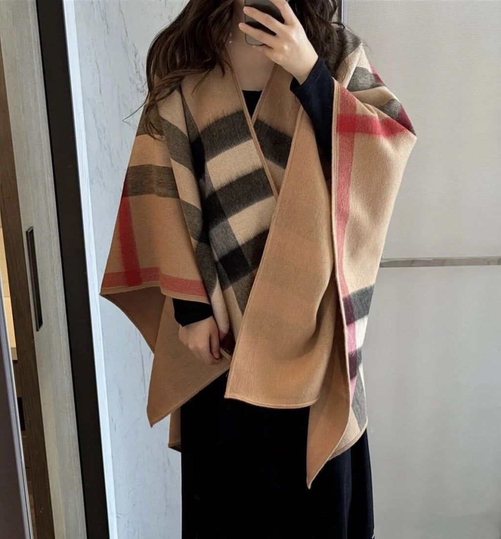Burberry Reversible Plaid Poncho