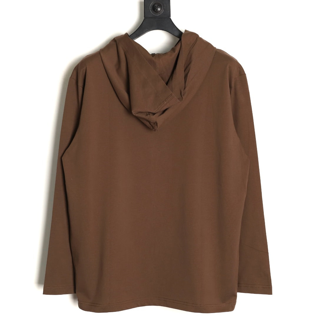 Prada PRD Neck-Label Relaxed Pullover Hoodie - Brown